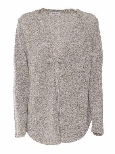 Kangra Cashmere Relaxed Fit Sequin-embellished Jacket With Deep V-neckline In Gray