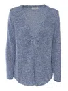 Kangra Cashmere Sequin-embellished Relaxed Fit Jacket With Deep V-neckline In Blue