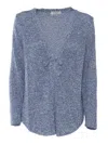 Kangra Cashmere Sequin-embellished Relaxed Fit Jacket With Deep V-neckline In Blue