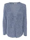 Kangra Cashmere Sequin-embellished Relaxed Fit Jacket With Deep V-neckline In Blue
