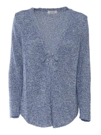 Kangra Cashmere Sequin-embellished Relaxed Fit Jacket With Deep V-neckline In Blue