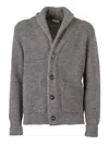 Kangra Cashmere Textured Knit Shawl-collared Jacket With Functional Pockets In Gray
