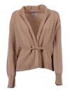 Kangra Cashmere Cardigan With Unique Tie Closure And Button Detail In Neutral