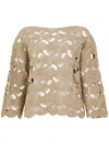 Kangra Cashmere Kangra Open-knit Beige Jacket With Scalloped Edges In Beige
