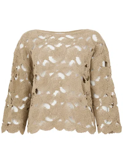 KANGRA CASHMERE KANGRA CASHMERE BEIGE COTTON BLEND SWEATER