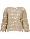 Kangra Cashmere Kangra Open-knit Beige Jacket With Scalloped Edges In Beige