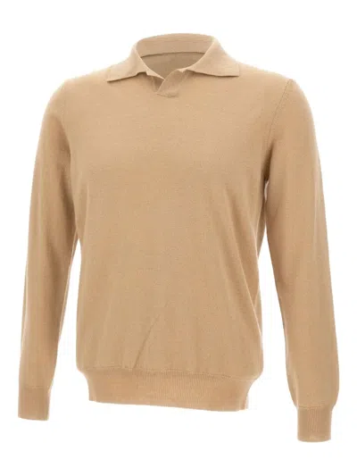 Kangra Cashmere Johnny-collar Ribbed Pullover In Nude