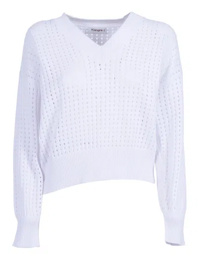 Kangra Cashmere Pullover A Rete Manica Lunga In Black