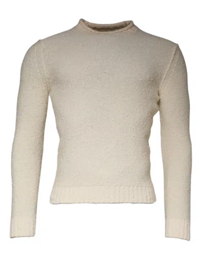 Pre-owned Kangra Cashmere Kangra Beige Wool Knit Long Sleeve Round Neck Pullover Men's Sweater () In Sand
