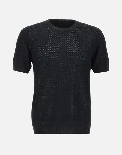 Kangra Cashmere Kangra Black Cotton Viscose T Shirt