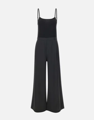 Kangra Cashmere Kangra Black Satin Knit Jumpsuit