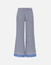 Kangra Cashmere Wide-leg Pants With Geometric Pattern In Blue
