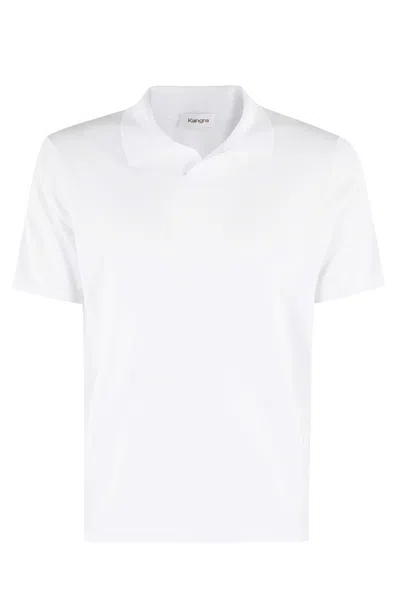 Kangra Cashmere Kangra Classic White Cotton Polo With Ribbed Details