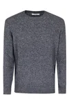 Kangra Cashmere Kangra Crew Neck Sweater With Textured Melange Finish In Blue