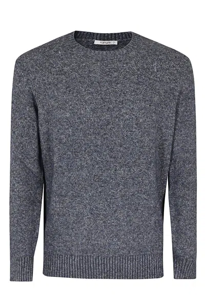 Kangra Cashmere Kangra Crew Neck Sweater With Textured Melange Finish In Blu