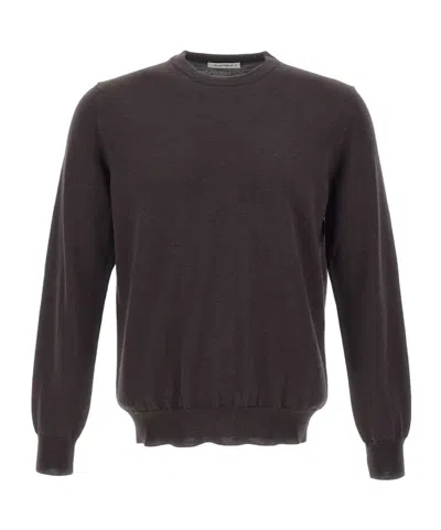 Kangra Cashmere Kangra Crew-neck Ribbed-trim Sweater In Brown