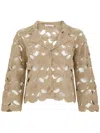 Kangra Cashmere Kangra Crochet-detail Beige Jacket With Scalloped Hem