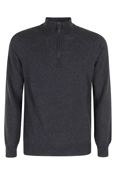 Kangra Cashmere Kangra Dark Gray Stretch Wool Knit Sweater In Grey