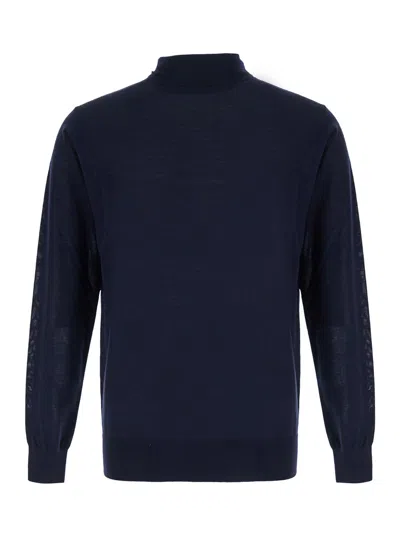 Kangra Cashmere Kangra Dolcevita Long-sleeve Turtleneck Sweater In Extra Fine Merino Jersey In Blue