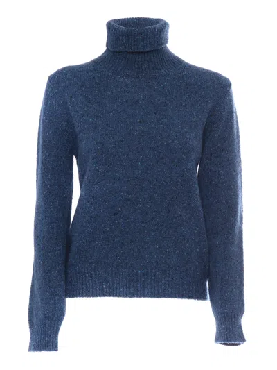 Kangra Cashmere Dolcevita Regular Fit Rasato Calato In Blue