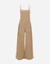 Kangra Cashmere Kangra Toffee Satin Knit Jumpsuit In Brown