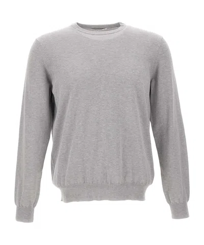 Kangra Cashmere Kangra Elbow-patch Crew Knitted Sweater In Gray