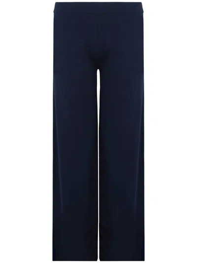 Kangra Cashmere Kangra Elegant Wide-leg Pants With Smooth Finish In Blue