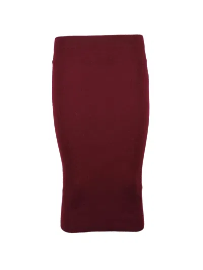 Kangra Cashmere Kangra Fitted Knit Skirt With Streamlined Silhouette In Burgundy