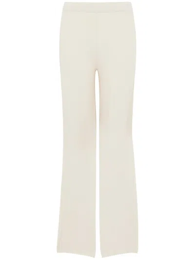 Kangra Cashmere Kangra Flared Soft Trousers With Elastic Waistband In White