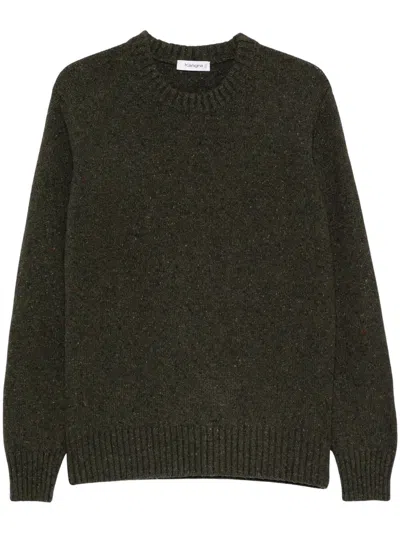 Kangra Cashmere Kangra Flecked-knit Crew-neck Sweater In Green