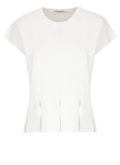 Kangra Cashmere Kangra Fringe-detail Round Neck Cashmere Viscose T-shirt In White