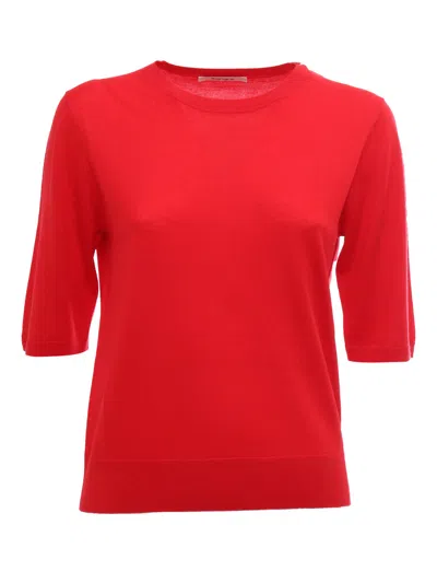 Kangra Cashmere Girocollo Rasato Manica Al Gomito In Red