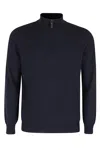 Kangra Cashmere Kangra High Collar Knit Sweater In Premium Stretch Wool In Black
