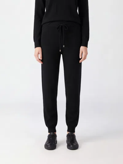 Kangra Cashmere Kangra High-waisted Slim Fit Knit Trousers In Wool And Cashmere In Black