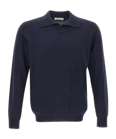 Kangra Cashmere Kangra Long-sleeve Polo Shirt In Blue