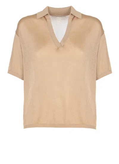 Kangra Cashmere Kangra Lurex Blouse In Gold