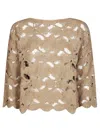 Kangra Cashmere Kangra Open-knit Beige Jacket With Scalloped Edges In Beige