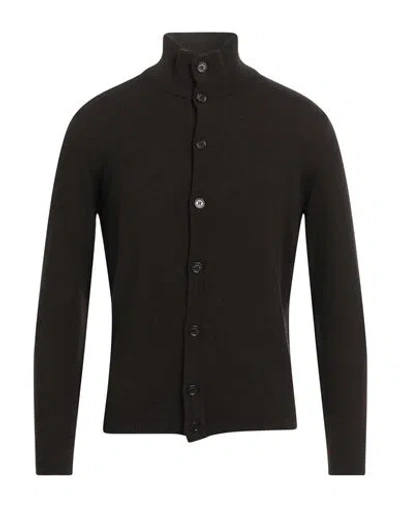 Kangra Cashmere Kangra Man Cardigan Dark Brown Size 38 Wool, Cashmere In Black