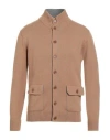 Kangra Cashmere Kangra Man Cardigan Sand Size 40 Wool, Silk, Cashmere In Neutral