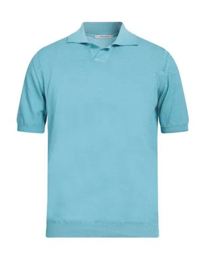 Kangra Cashmere Kangra Man Sweater Azure Size 40 Cotton In Blue