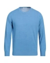 Kangra Cashmere Kangra Man Sweater Azure Size 48 Cotton In Blue