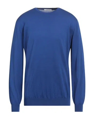 Kangra Cashmere Kangra Man Sweater Bright Blue Size 42 Cotton In Blue
