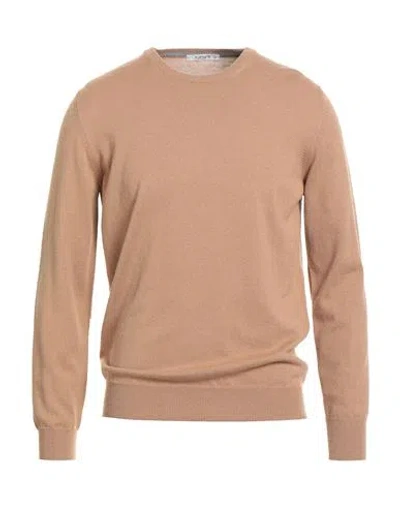 Kangra Cashmere Kangra Man Sweater Camel Size 40 Wool, Silk, Cashmere