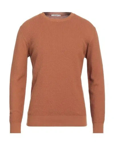 Kangra Cashmere Kangra Man Sweater Camel Size 44 Cotton In Beige