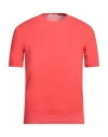 Kangra Cashmere Kangra Man Sweater Coral Size 38 Cotton In Red