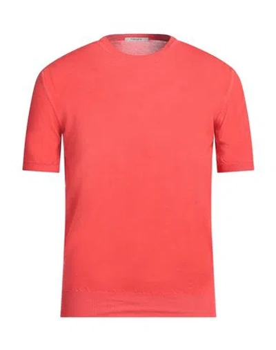 Kangra Cashmere Kangra Man Sweater Coral Size 38 Cotton In Red
