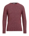 Kangra Cashmere Kangra Melange Currant Crew Neck Sweater With Ribbed Trim