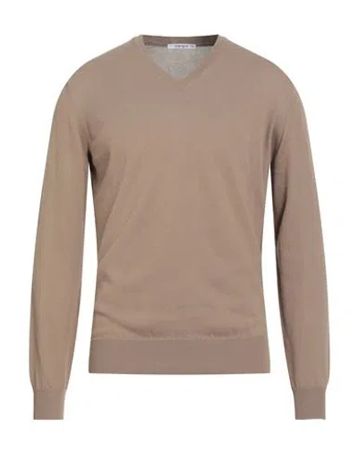 Kangra Cashmere Kangra Man Sweater Khaki Size 40 Cotton In Neutral