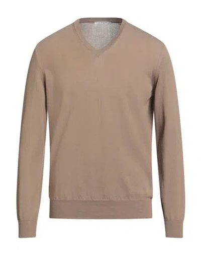 Kangra Cashmere Kangra Man Sweater Khaki Size 40 Cotton In Brown