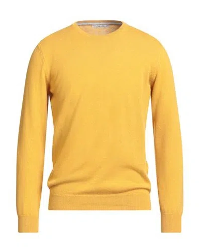 Kangra Cashmere Kangra Man Sweater Marigold Size 40 Cashmere In Yellow
